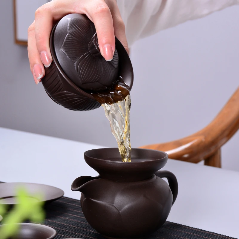 200/230 мл фиолетовая глина yixing Gaiwan чайная миска с крышкой блюдце набор винтажная посуда Zisha чайная посуда офисная чайная церемония Tureen подарок