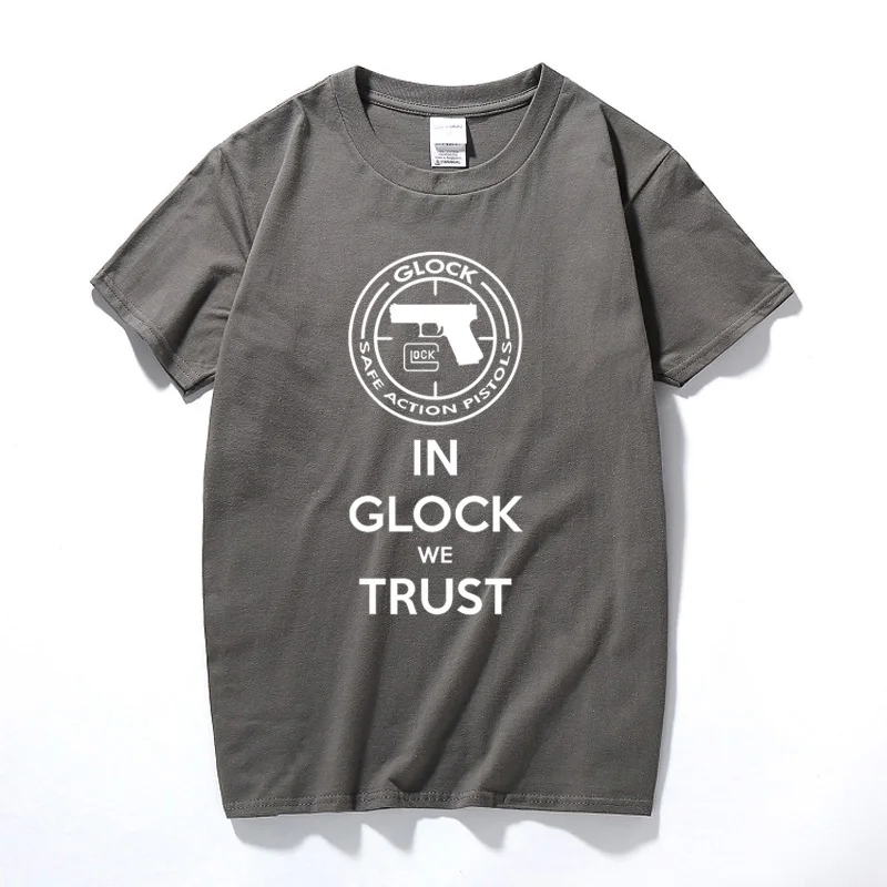 Летняя футболка Camisetas Hombre футболка Glock Handgun логотип США хлопковая футболка с короткими рукавами Топы модная футболка homme - Цвет: Темно-серый