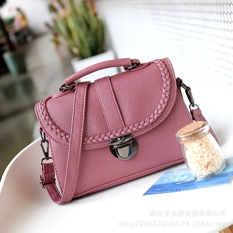 

2019 New Pu Leather Bag Simple Handbags Litchi Grain Women Handbags Fashion Portable Shoulder Messenger Bags Composite Bags