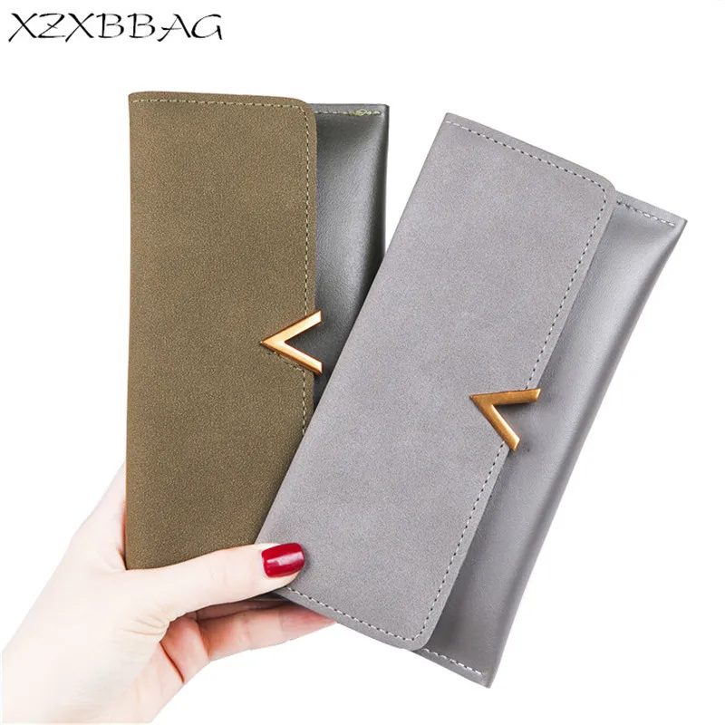 

XZXBBAG Leather Women Long Wallet Multiple Card Holder Clutch Ladies Purse Fashion Hasp Folding Slim Wallet Money Bag Carteras