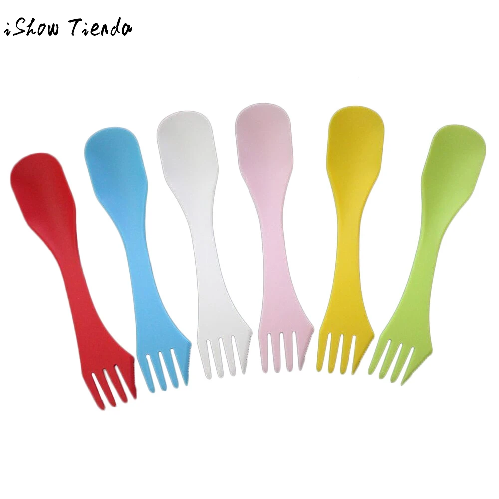 

6pcs Camping 3 in 1 Fork Spoon Knife Cooking Utensil Cutlery Spork Travel Picnic kids Perfect for camping hiking travel
