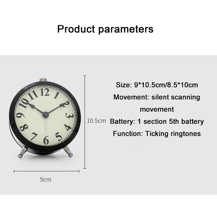 Европейский металлический односторонний тихий Круглый Ночной светильник, будильник, многофункциональные Современные часы для украшения дома, прикроватные настольные часы