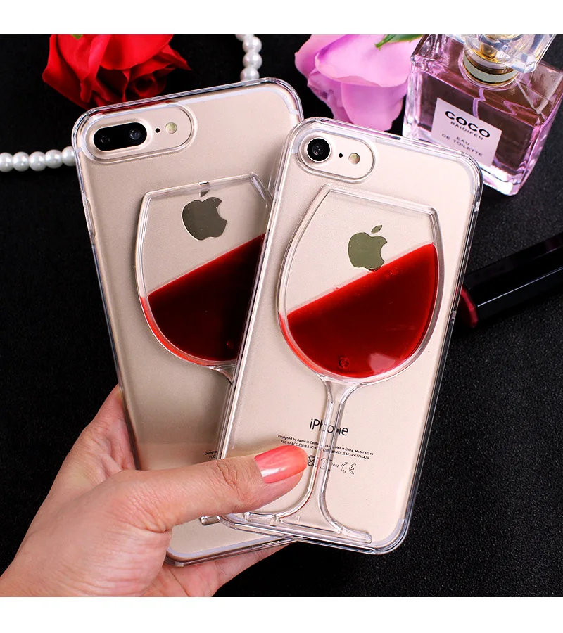 

Red Wine Cup Liquid Transparent Hard Case For iphone X XS Max XR 8 6 6s 7 Plus Phone Cases Cover for iphone 7 6 6s Plus Fundas