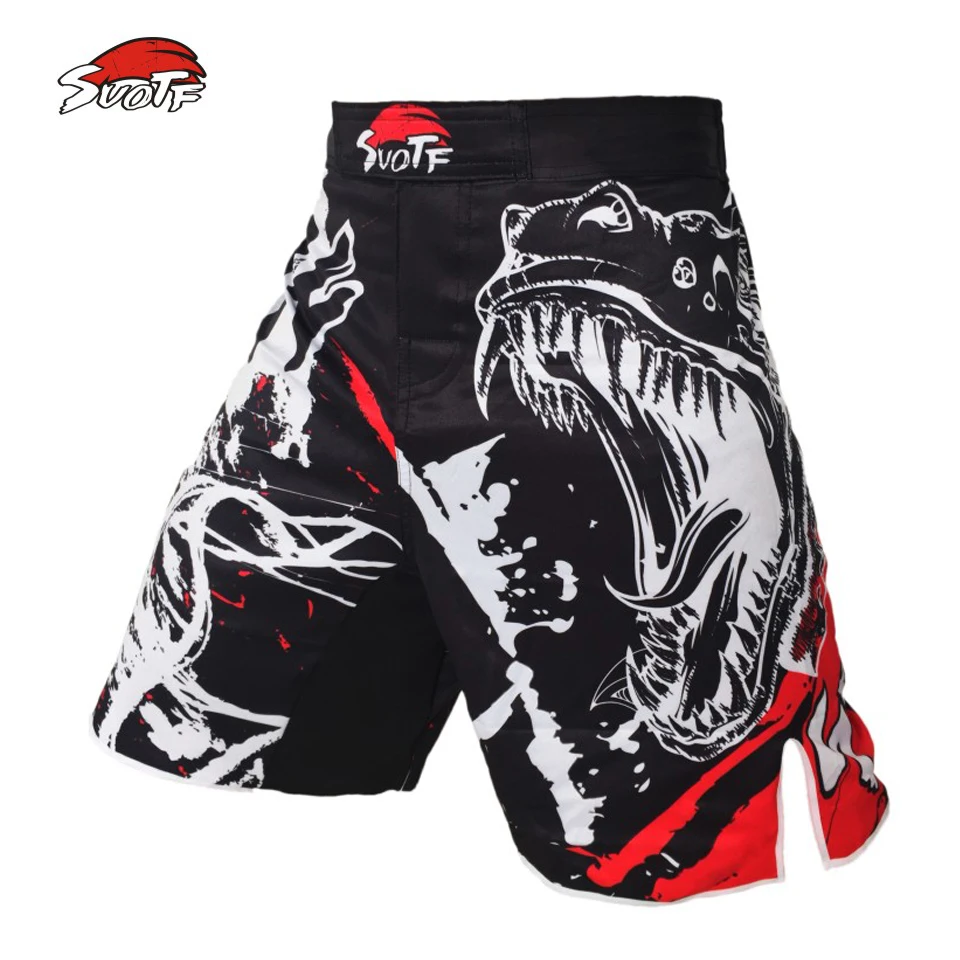 Спортивные шорты черные SUOTF чернильный стиль властные Кричащие MMA фитнес дышащие