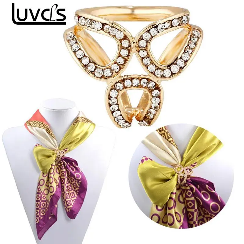 

1pcs Handmade Accessories Korea Latest Fashion Joker Three-ring Necklace Scarves Buckle Ms Square Scarf Clips Accessories