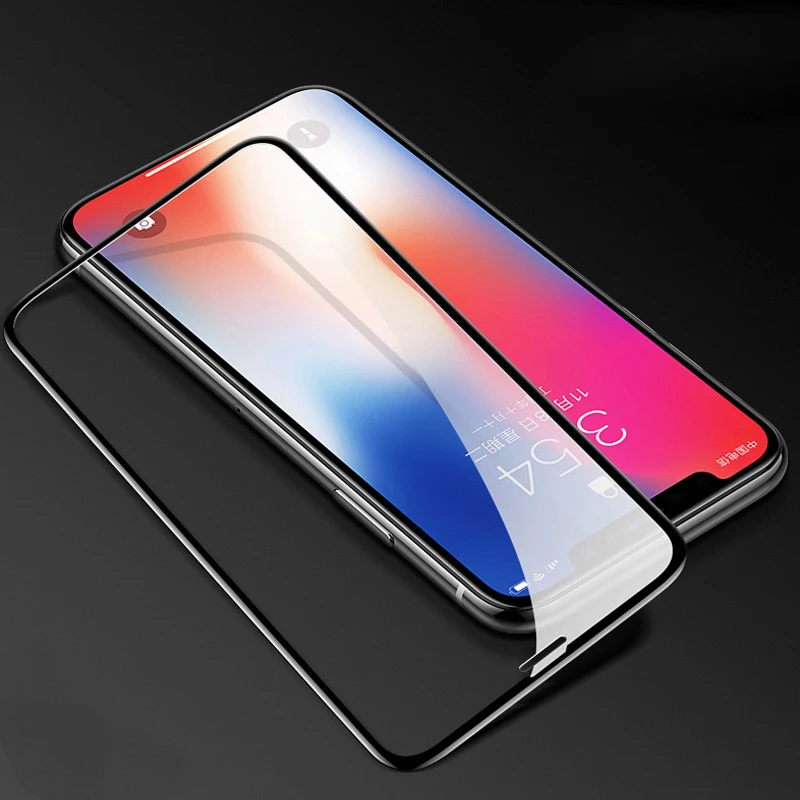 Защитная пленка Baseus для iPhone X XS, 0,2 мм, 9 H, закаленное стекло для iPhone X S, ультратонкое 6D, полное покрытие, переднее защитное стекло - Цвет: Transparent