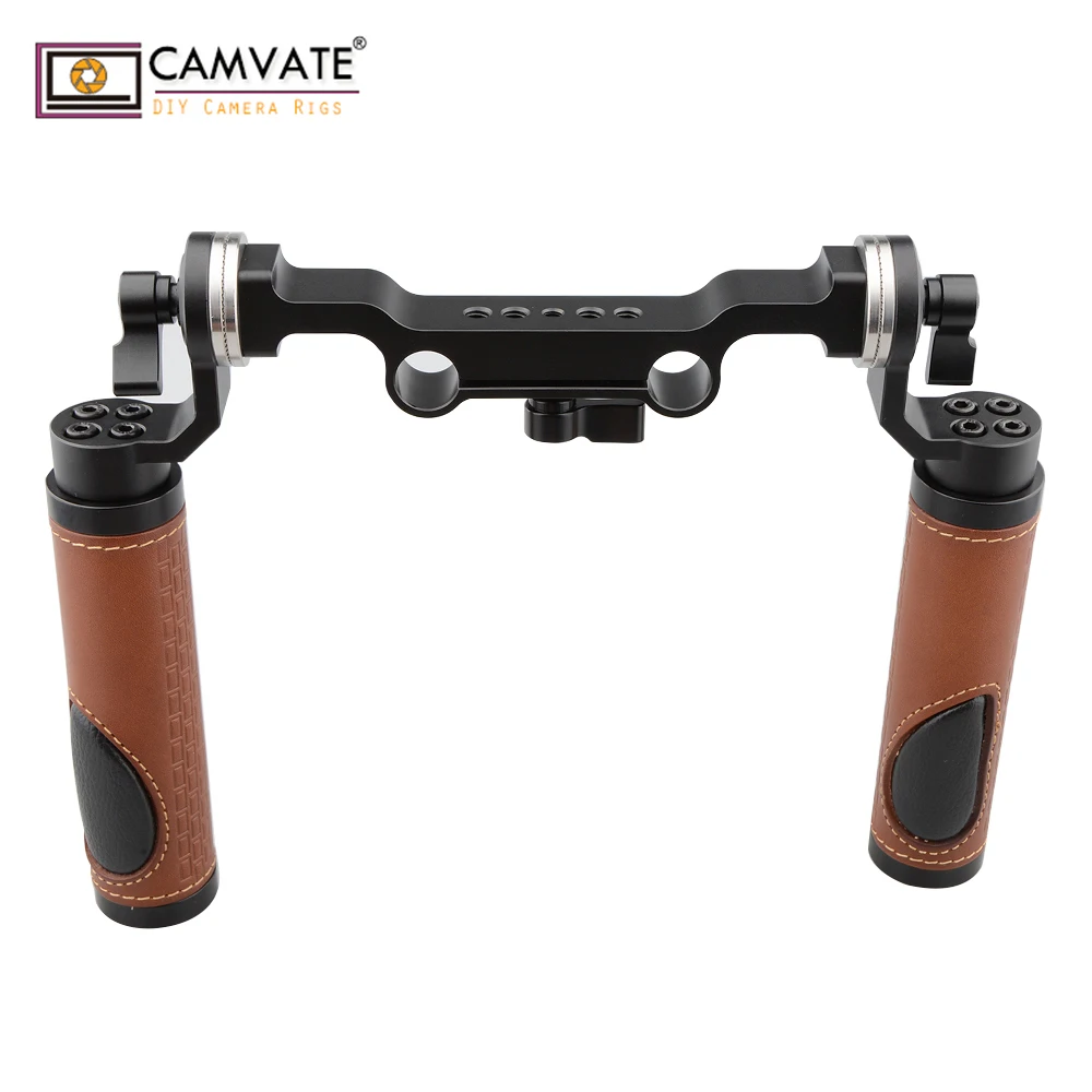 CAMVATE стиль розетка ручки (кожа) и 15 мм стержень зажим Railblock для DSLR ручка плеча Rig