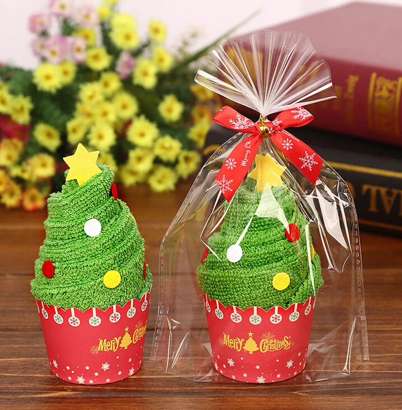 New Arrived Christmas Creative Cake Towel Gift Washcloth Dishcloth Xmas Cute Towel Presents