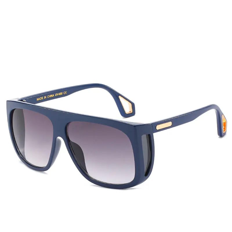 C04BlueGray Индивидуальность Мужские солнечные очки больших размеров большая оправа ретро солнцезащитные очки мужские очки для вождения унисекс UV400 очки PL1142 - Цвет линз: C04BlueGray
