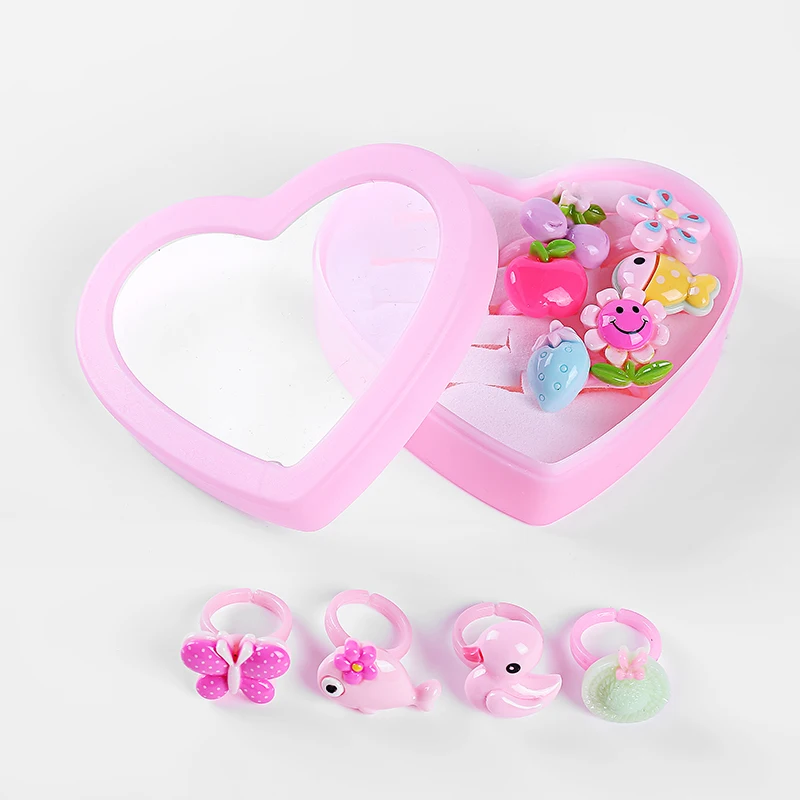 

10Pcs / A lot of girls cute sweet ring design animal flower fashion jewelry girl children gift accessories ring