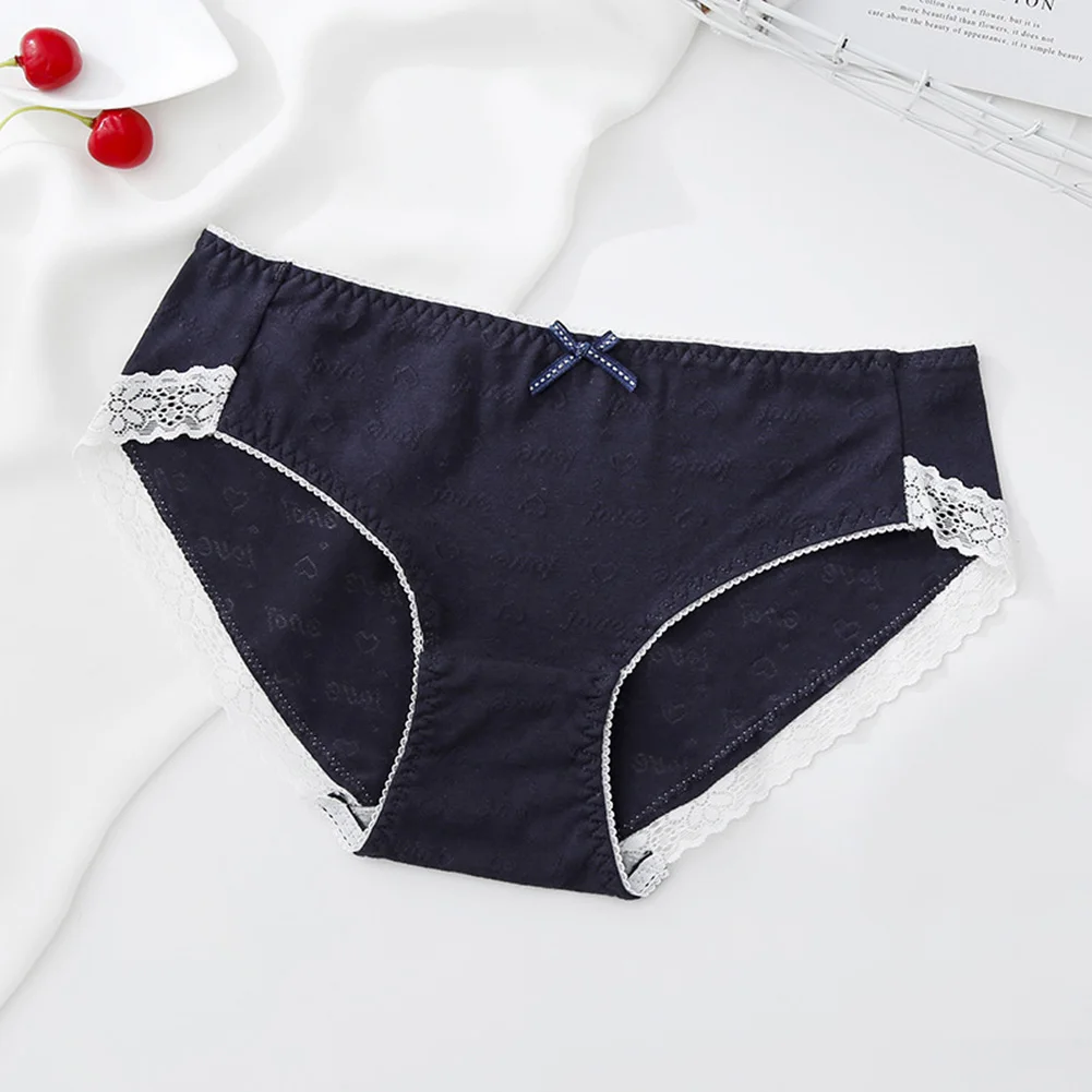 

Low Rise Women Pants Breathable Sexy Lace Intimates Comfortable Panties Jacquard Weave Bowknot Underwear Briefs Charming