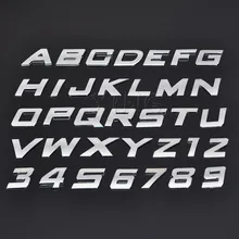 Etiqueta do carro DIY Carta Digital Alfabeto Número De Metal Decalque Emblema Emblema Da Motocicleta Auto Para BMW Audi Ford Estilo Do Carro Volkswagen(China)