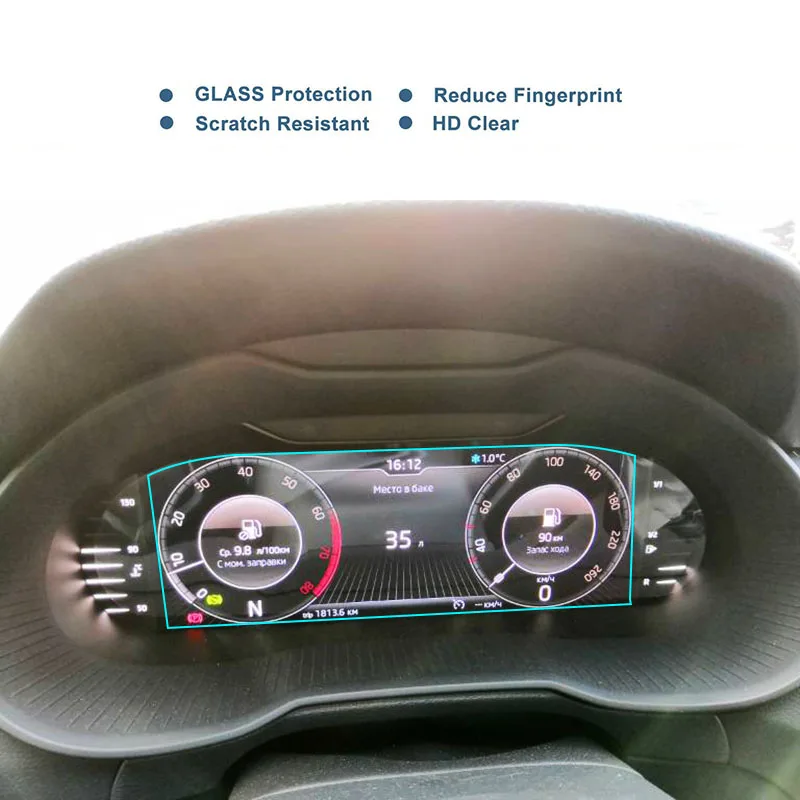 Для Skoda Octavia A7 fl, защита экрана из закаленного стекла, Приборная панель автомобиля, накладка, Защитная пленка для дисплея скорости