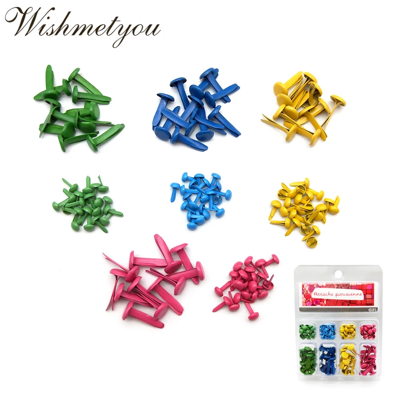 WISHMETYOU 48pcs 8mm And 80pcs 4.5mm Colorful Round Brads For Kids Diy