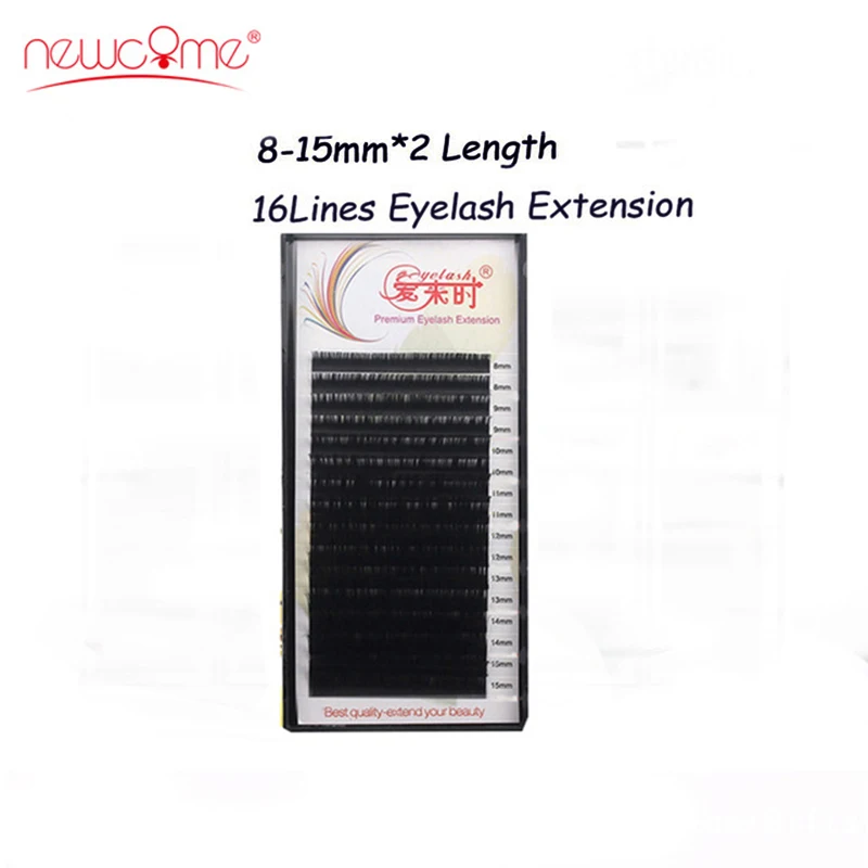 

NEWCOME 16 Lines Mix length in One Tray Individual Eyelash Natural False Eyelash Extension 100% Hand Made Eye Lashes for Makeup