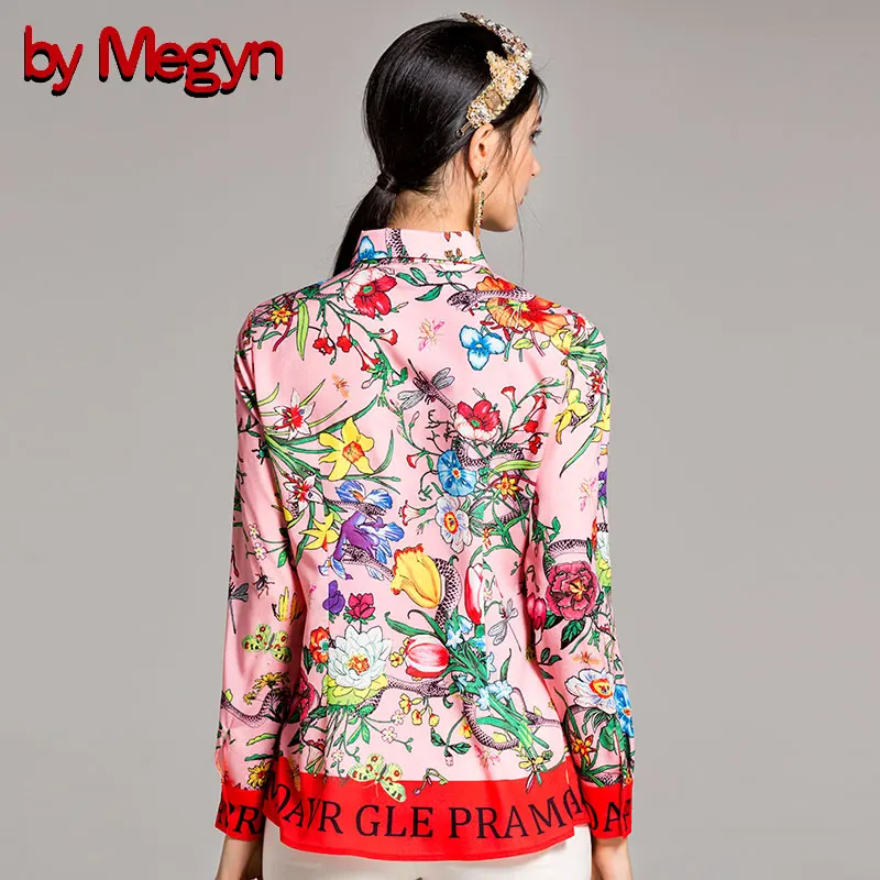 by Megyn 2018 fashion designer runway women blouses long sleeve shirt snake and letter print women blouses plus size 3xl female