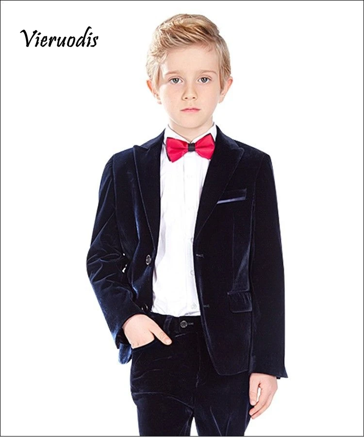 64-1     Velvet 2 Piece Boy's Wedding Best Man Groomsman Flower Suit Formal Party Tuxedos