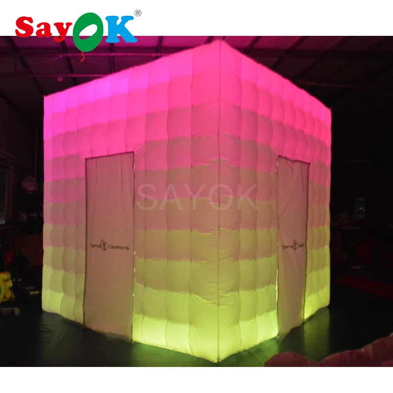 

Portable photo booth enclosure inflatable photo booth props photo booth shell with strip lights for wedding, party
