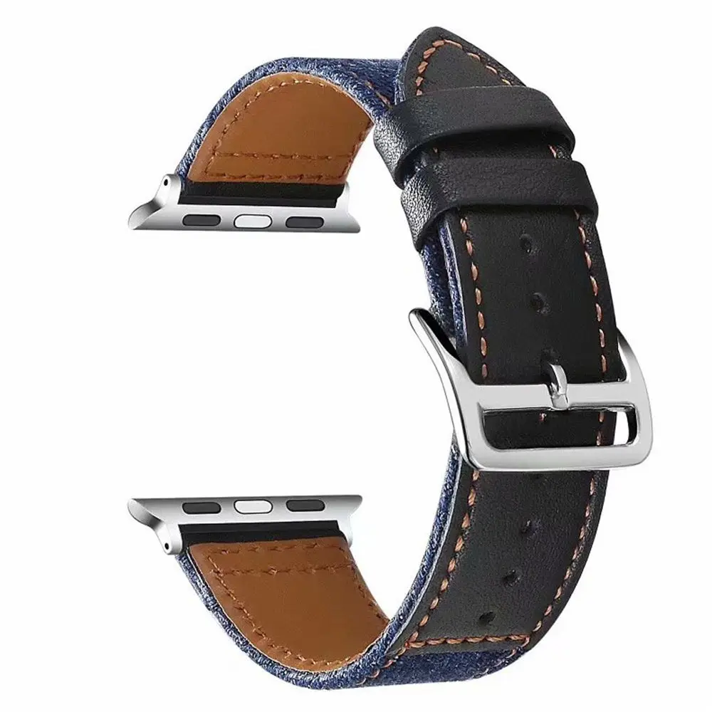 Ремешок из джинсовой ткани для Apple Watch SE Band 38 мм 40 42 44 кожаный браслет iWatch Series 6 5 4 3