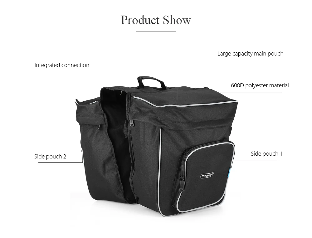 Flash Deal Roswheel 30L Bicycle Bag 600D Polyester Waterproof Tearproof Bike Bag Panniers Bike Rear Seat Double Panniers Pack 4