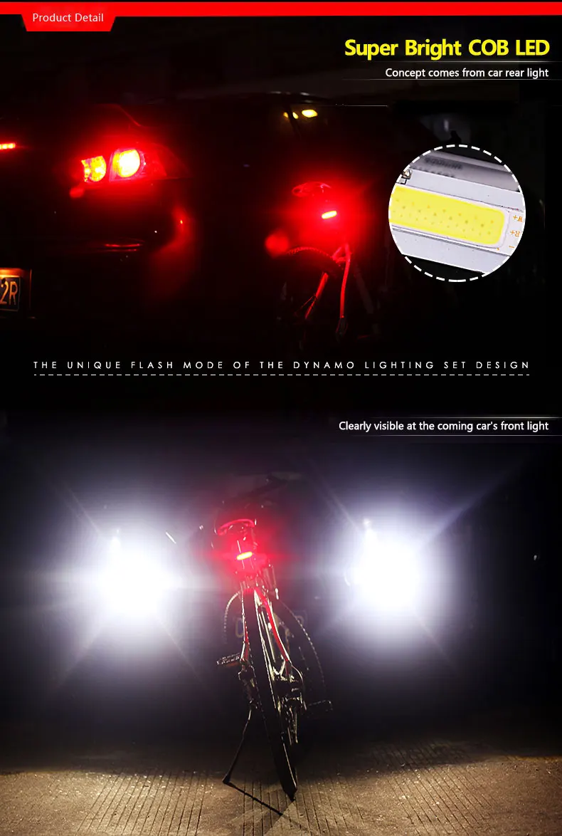 120 Lumens Bike Light LED Waterproof Bicycle Light USB Rechargeable MTB Road Bike Tail Light Night Warning Cycling Flashlight