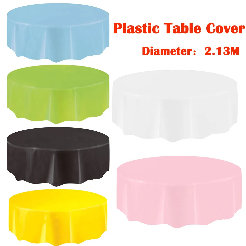 Large Disposable Plastic Round Tablecloths Dining Party Birthday restaurant Table Cover Oilproof Waterproof cloth tapete | Дом и сад