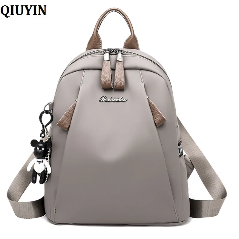 

QIUYIN School Bag Solid Backpacks Mochila Fashion Gold Leather Backpack Women Black Vintage Large Bag For Female Teenage Girls