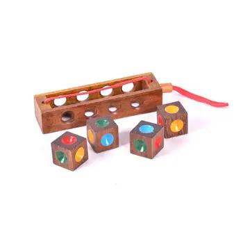 

New Fashion Wooden Color Chess Crazy Four Keychain Burr Puzzles Brain Teaser Toy