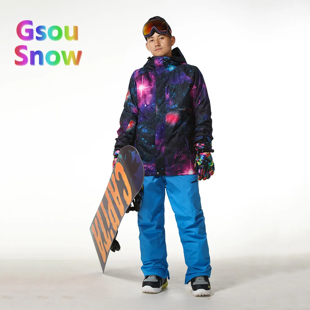 Gsou Sonw Outdoor Sports Winter Men's Skiing Clothing Snowboarding Sets Warmer Ski Jackets Waterproof Ski Pants Suits - Цвет: 1510 001 2