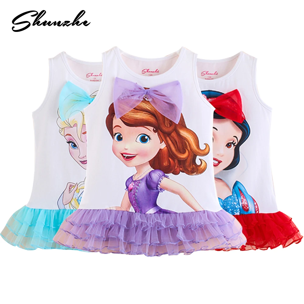 

2018 Summer Princess Girl T-shirt FROZEN Elsa Sofia Belle Baby Girls t shirts Tops Children Cartoon Cotton Toddler Kids Tees