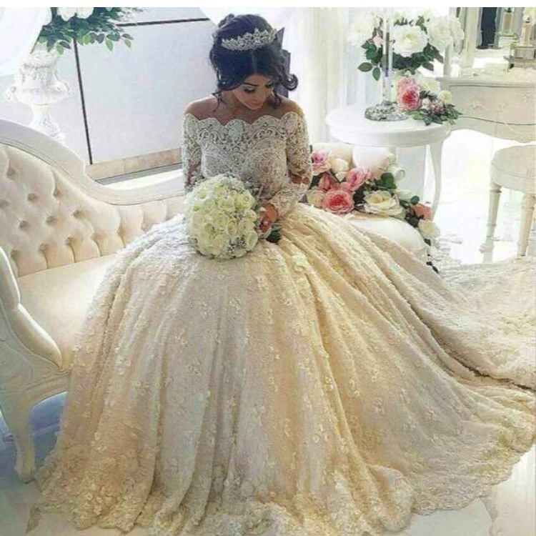 Gold Ball Gown Wedding Dress 7