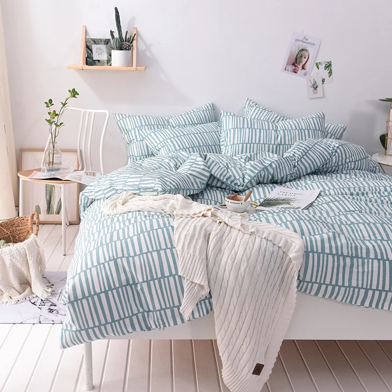 Dream NS, хлопок, синяя белая линия, Комплект постельного белья для дома в скандинавском стиле, пододеяльник, наволочка, теплый мягкий комплект для дома, спальни, гостиной