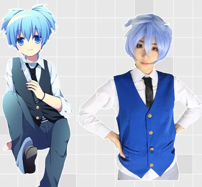 

Anime Assassination Classroom Ansatsu Kyoushitsu Shiota Nagisa Cosplay Costume Unisex Uniform Suit (Vest + White Shirt + Tie)