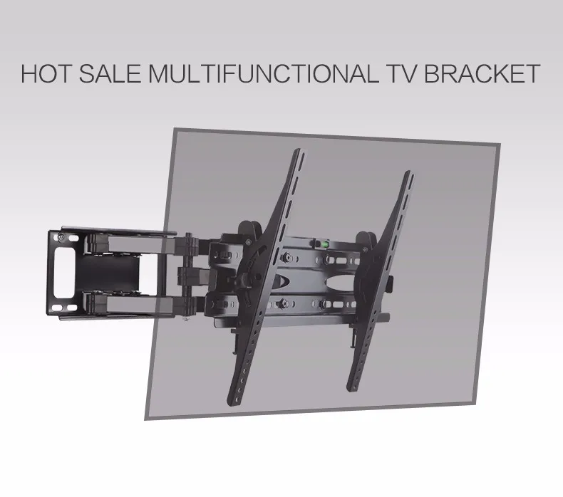 Soporte de pared para TV de brazo largo resistente, brazo articulado doble  de 43 pulgadas, nivel de inclinación giratorio de movimiento completo, se