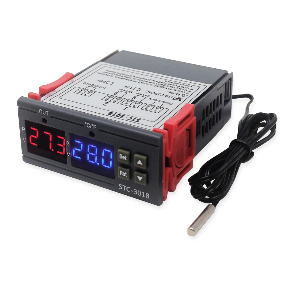 KT1210W STC 3018 цифровой терморегулятор термостат с NTC датчиком нагрева и