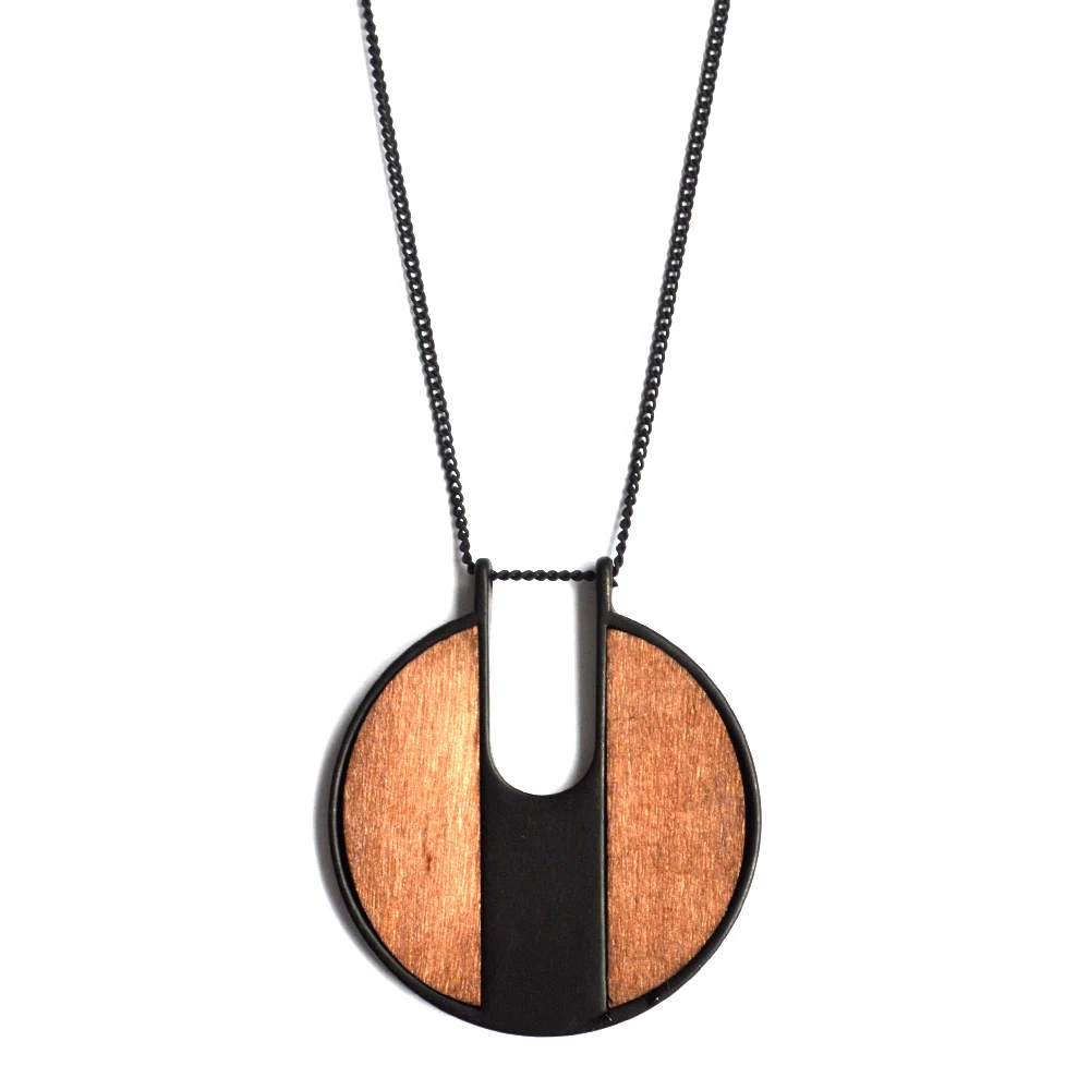 

JShine Vintage Ethnic Decoration Wooden Geometric Fashion Necklace for Women 2018 Statement Long Chain Round Pendants for Women