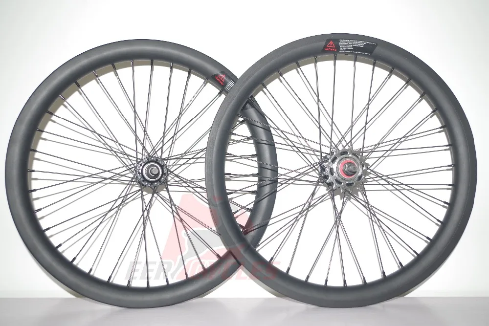 Sale BMX RACE 20" BSD 406mm 406 30mm x 30mm Road Bicycle Carbon Wheels Clincher Bike Wheel set 20 inch 36 holes UD matte 2