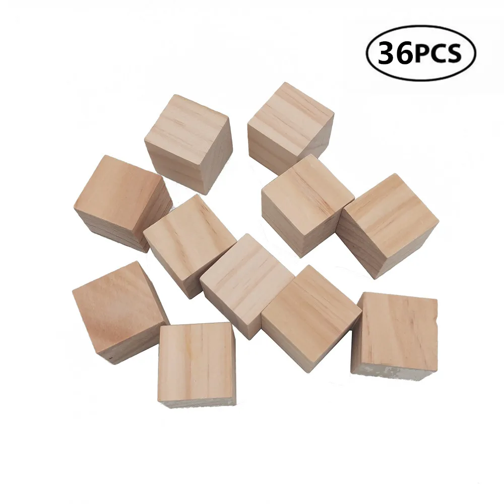 

36pcs 40mm 1.57inch Wooden Cubes Wood Square Blocks For Photo Blocks, Crafts & DIY Projects