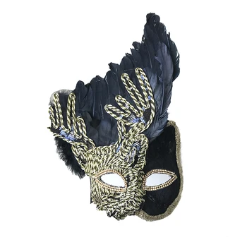 

Handmade Cat Mask With Feather Masquerade Masks Halloweeen Party Catwoman Gothic Fancy Dress Accessories