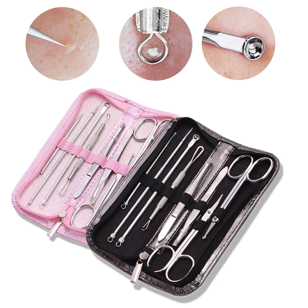 

8pcs Black Spots Extractor Point Noir Blackheads Remover Acne Blemish Removal Needles Comedone Tweezer Pimple Pore Cleanser Tool