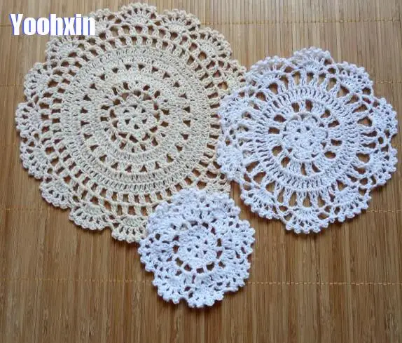 

10/15/20cm NEW lace cotton table place mat crochet coffee placemat pad Christmas drink coaster cup mug tea dining doily kitchen