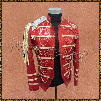 

S-XXXL ! Hot ! The men's rock show the trend of DJ bar jacket Sequin costume Korean men's stage singer costumes clothing tide