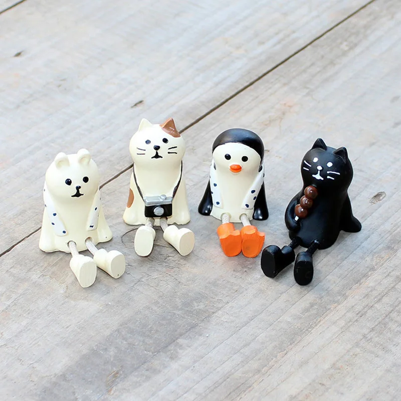 

Decole Cat Bear Penguin Miniature figurine Japan Zakka Animal Decoration Mini Fairy Garden Resin craft toy gift Ornament