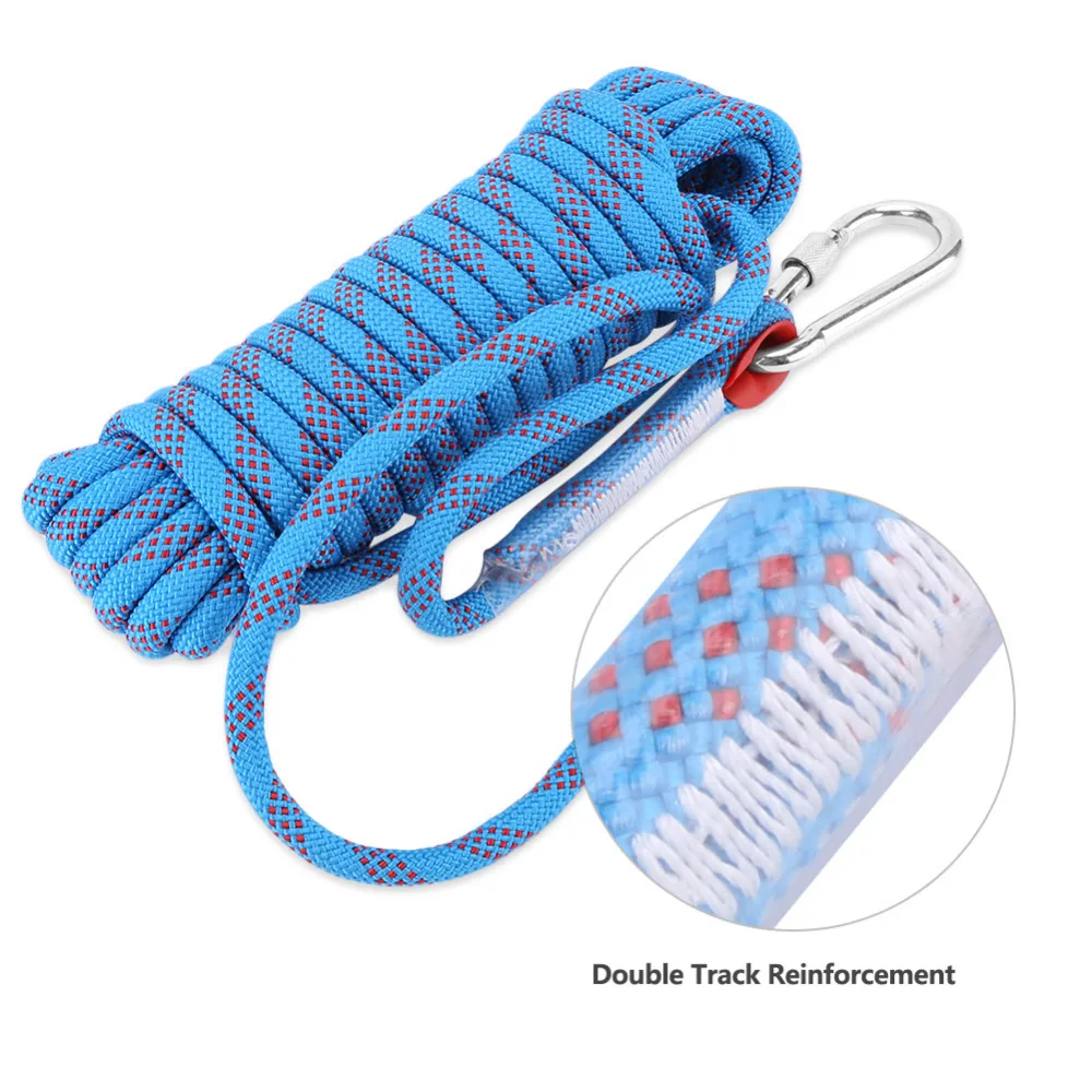 Climbing Rope Professional Heavy Duty 10/12mm Hiking Rock Climb Panchute Survival Cord with Strength Carabiner