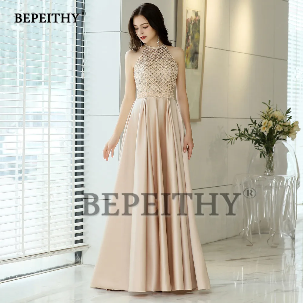 BEPEITHY 2019 Beads Top Vintage Evening Dresses Long Robe De Soiree Elegant Prom Dress Formal Gown Abendkleider