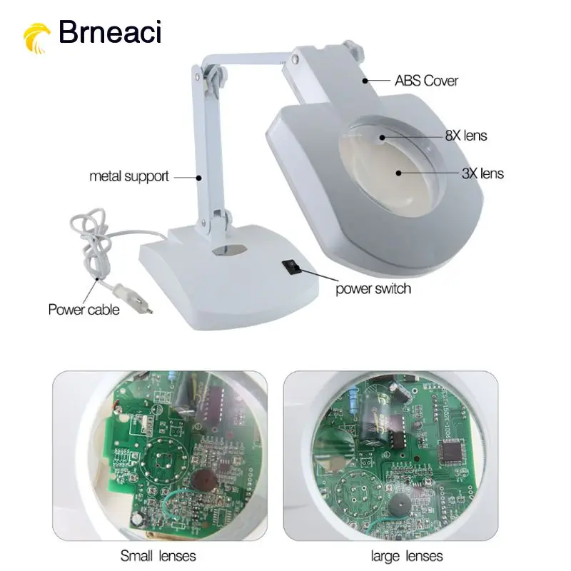 

Brneaci BEST-8611BL Table magnifying glass with light stand Small and powerful table lamp for iPhone repair ic work