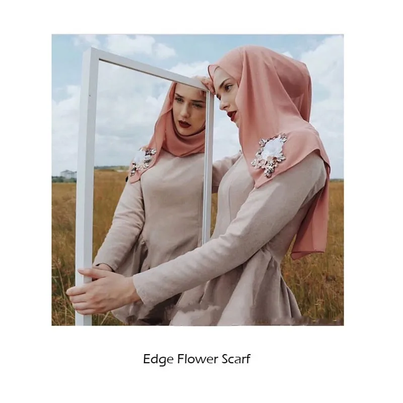 Дизайн 1 вышитый бисером цветок патч шифон длинный платок шарф 180*75 см