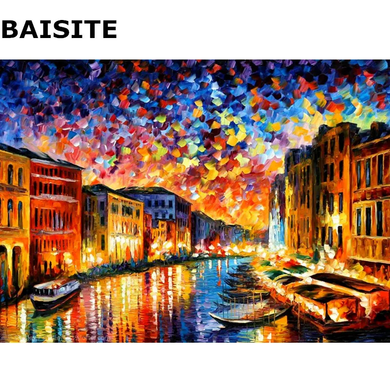 

BAISITE DIY Oil Painting By Numbers Hand Painted Canvas Modern Abstract Home Decor For Living Room Wall Art H320 40*50cm