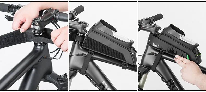 Best ROCKBROS Bike Bag Front Phone Bicycle Bag For Bicycle Tube Waterproof Touch Screen Saddle Package For 5.8 /6 Bike Accessories 18