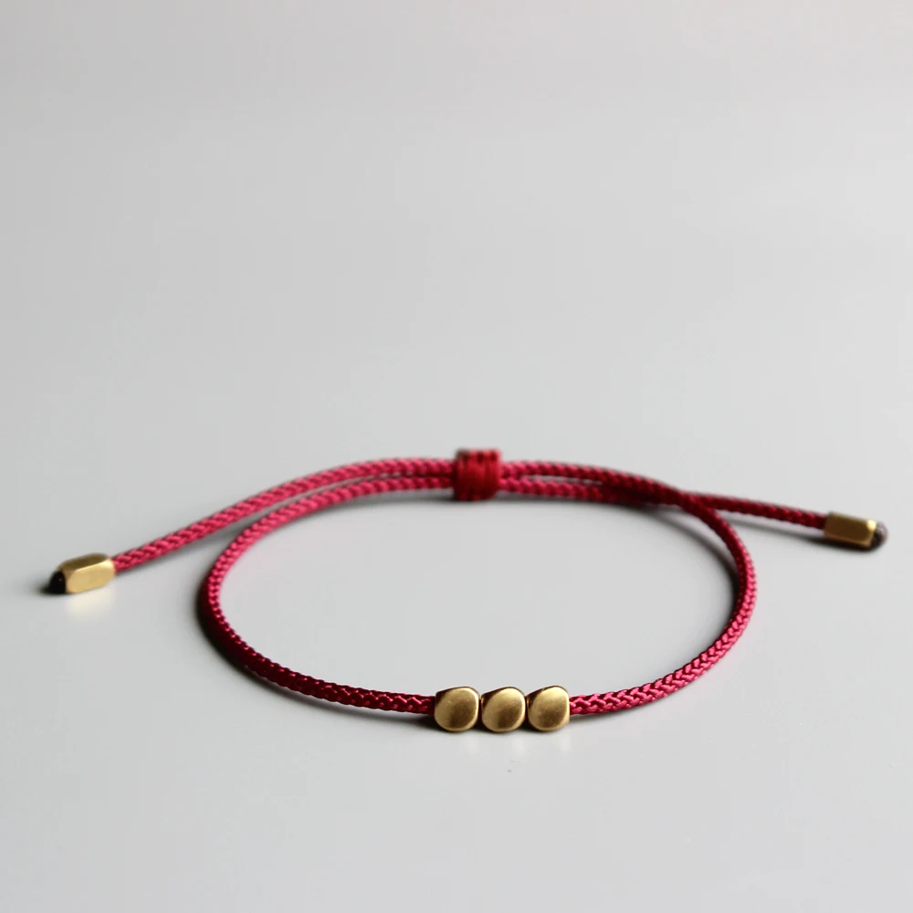 

Eastisan Buddhism Handmade Tibetan Copper Beads Lucky Rope Bracelet & Bangles For Women Men Wax Thread wrist Jewelry Unique Gift